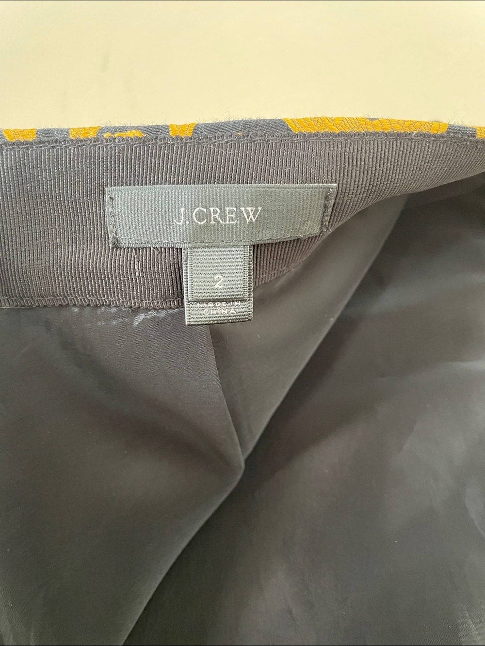 J. Crew Gold Jacquard Wrap Elephant Print front lined Black Mini Skirt - Picture 5 of 5